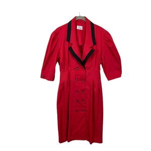 80s 9 to 5 Secretary Librarian Dress Sheath Style Retro Red and Black SZ M  to L